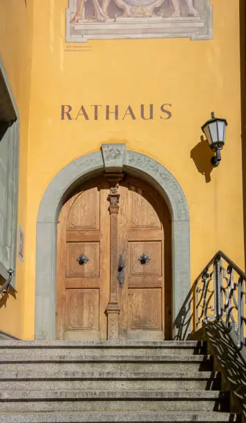 Steps leading up to the Town Hall  in the city of Meersburg, Germany