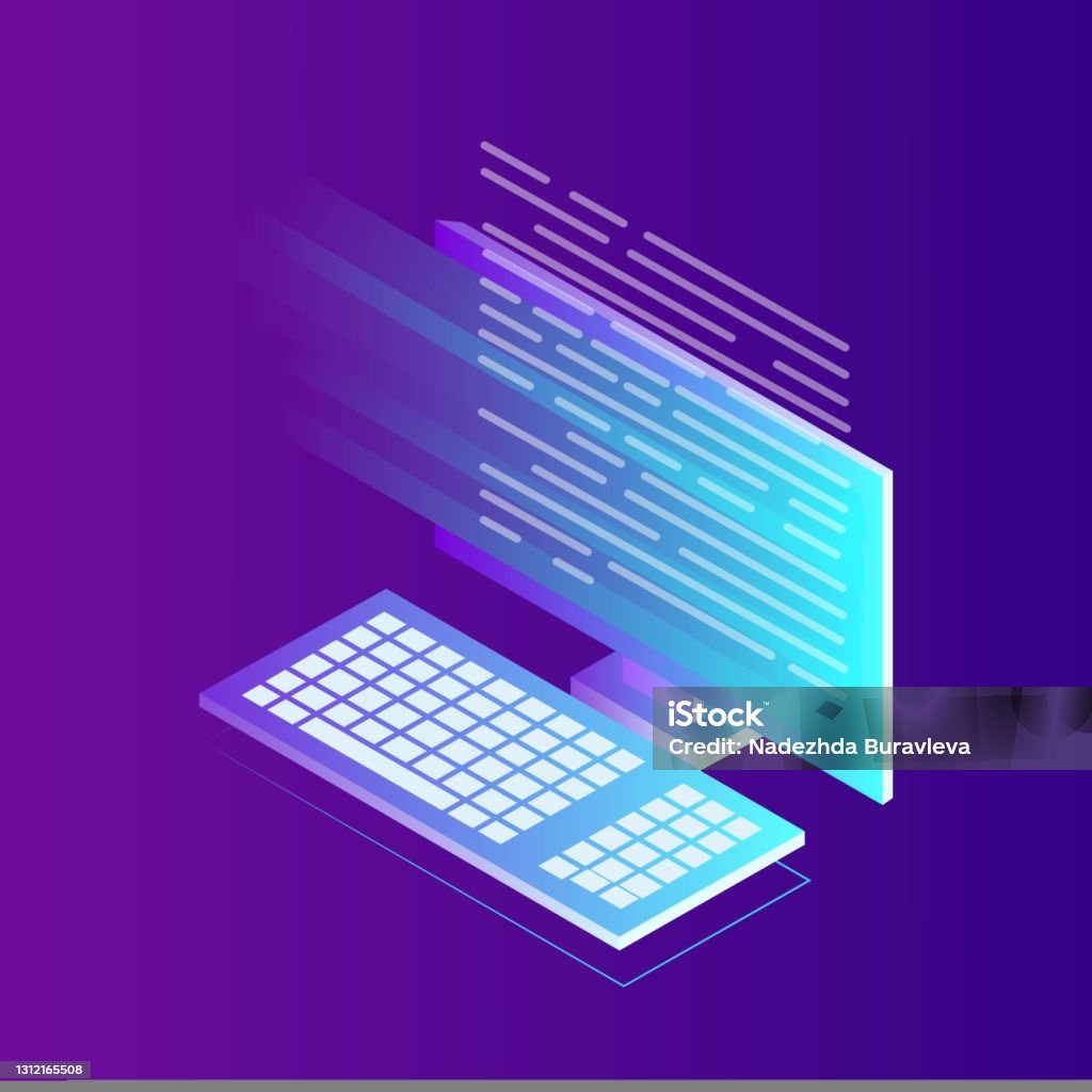 Software Development Programming Language Coding Isometric Computer ...