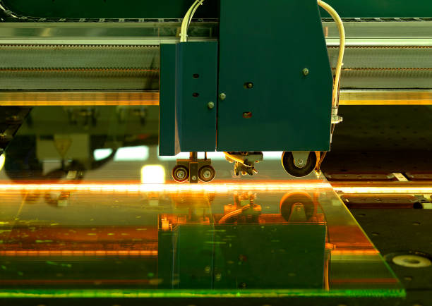 istock Glass cutting industrial picture, wow lightning effect 1312166919