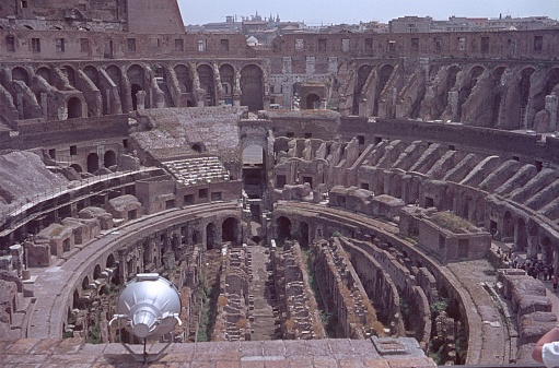 Rome, Lazio, Italy, 1956. The interior of the Colosseum in Rome.