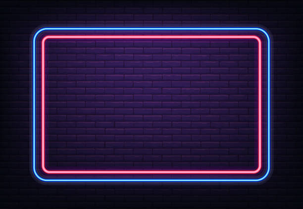 Neon wall frame vector art illustration