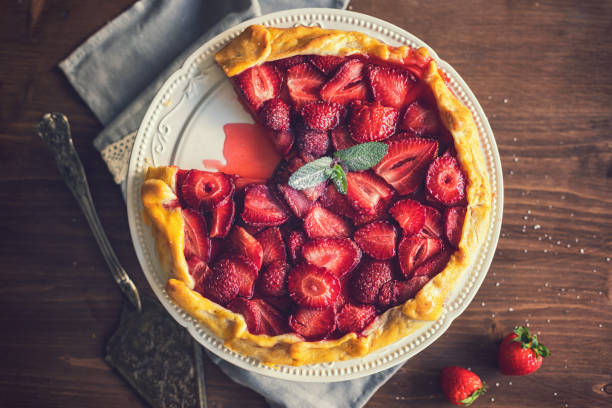 istock Freshly baked strawberry galette or open strawberry pie 1312176144