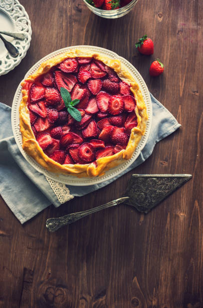 istock Freshly baked strawberry galette or open strawberry pie 1312176179