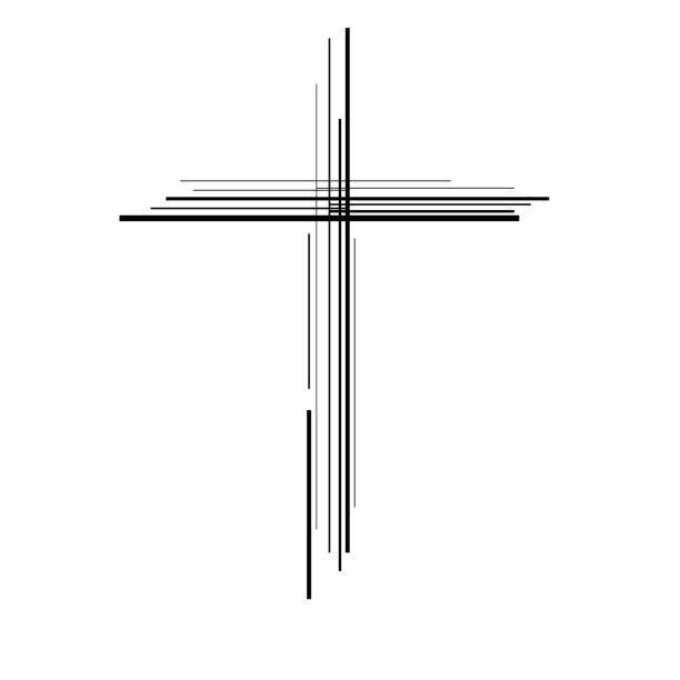 추상 십자가. 기독교 기호. 선의 기호 - cross shape stock illustrations