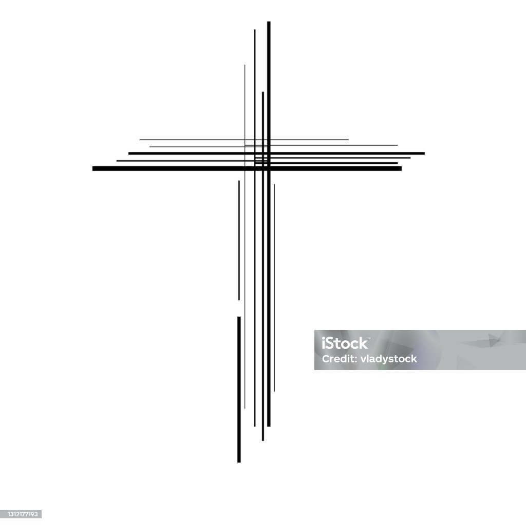 Abstract cross. Christian Symbol. Sign of lines Abstract, Christian cross, Religion, Symbol, Sign, Isolated, Faith, icon, Religious Cross, Line Religious Cross stock vector