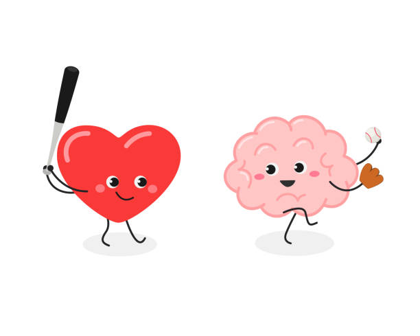 Cartoon Heart And Brain Playing Baseball Game Stock Illustration - Download  Image Now - Emoticon, Anthropomorphic Smiley Face, Baseball - Ball - iStock