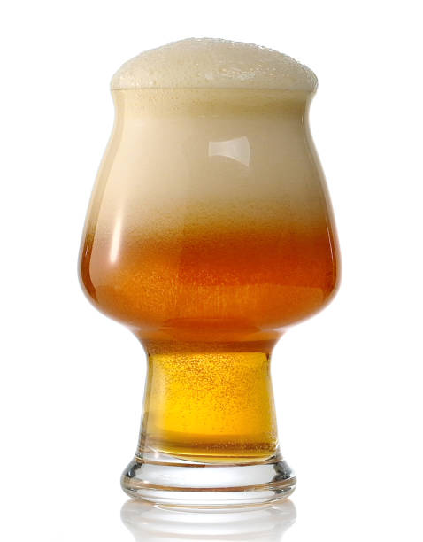 glass of craft beer isolated on white background