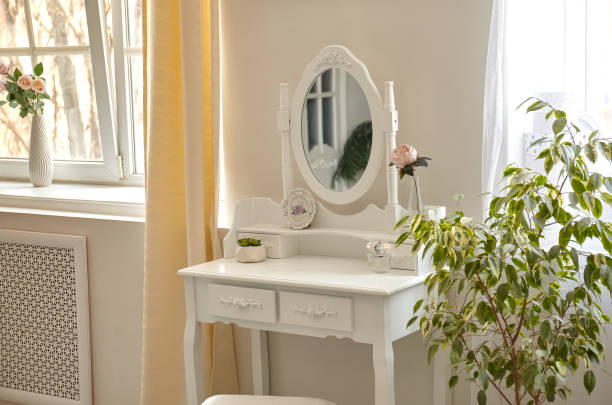 istock portrait of vintage vanity table set with stool and mirror 1312184229