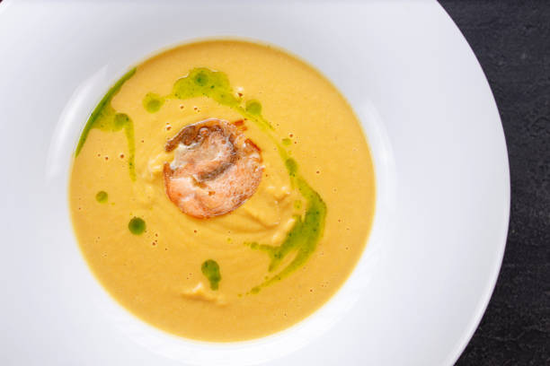 istock Cheese cream soup with chicken, restaurant menu 1312187575