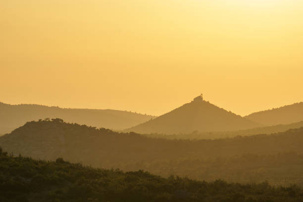 Sunset over the hills in croatia