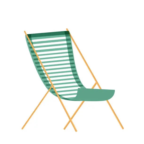 Vector illustration of Beach lounge chair on white background for vacation theme design