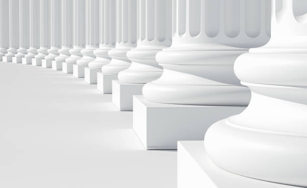 istock White colonnade with marble floor, bright light 1312191566