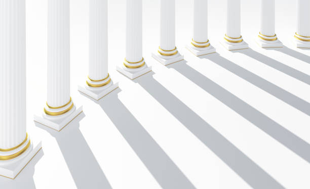 istock Temple colonnade with shadows, sunlight 1312191579
