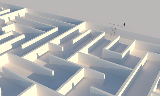 Businessman escaping from maze