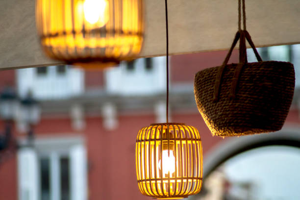 istock Chinese lanterns hanging from the ceiling at sunset 1312191894