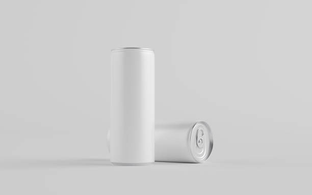 istock 250ml / 8.4 oz. Aluminium Can Mockup - Two Cans. Blank Label 1312202435