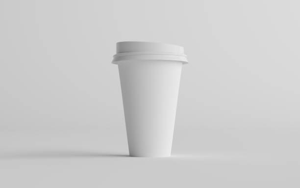 istock 16 oz. Single Wall Paper Large Coffee Cup Mockup with White Lid - One Cup 1312202475