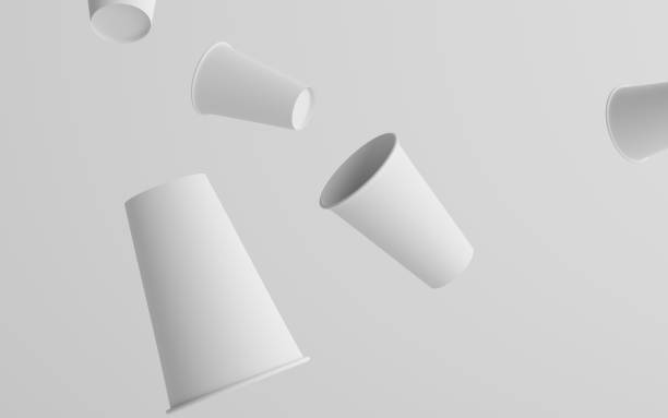 istock 16 oz. Single Wall Paper Large Coffee Cup Mockup - Multiple Floating Cups 1312202482