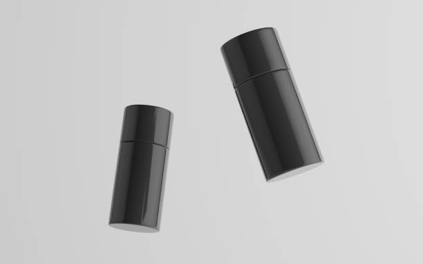 istock 75ml Black Plastic Roll-On / Spray Deodorant Bottle Mockup - Two Floating Bottles 1312202498