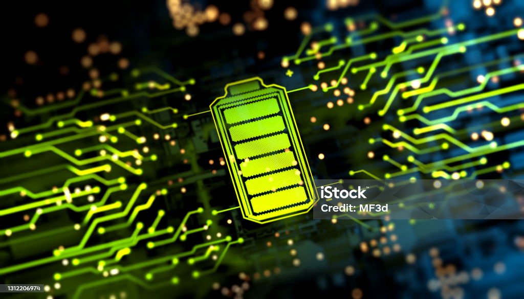 Battery supply concept Abstract Battery supply digital concept Battery Stock Photo