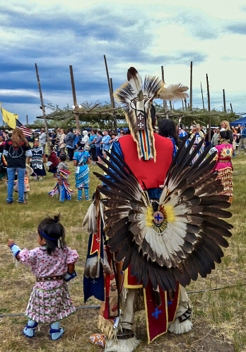 Suffolk, Virginia, USA, August 21, 2022:  Nansemond Indian pow wow in Suffolk, Virginia you find many tribes dancing their native dance.