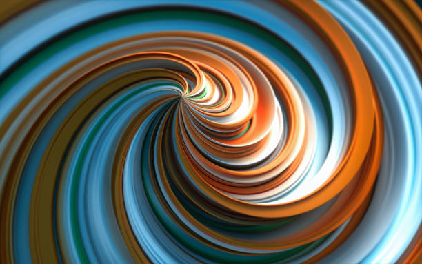 istock Colorful blue and orange 3d swirl background 1312217625