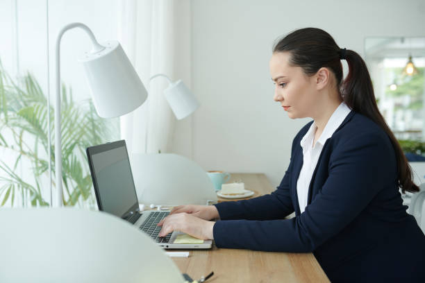 istock Businesswoman working on laptop 1312220345