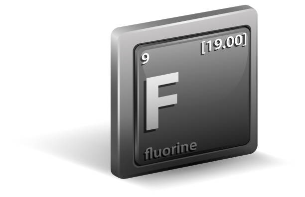 istock Fluorine chemical element. Chemical symbol with atomic number and atomic mass. 1312224879