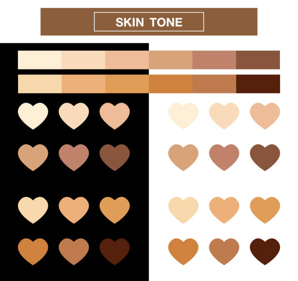 heart skin tone index color, tones palette swatches, vector Illustration. heart skin tone index color, tones palette swatches, vector Illustration. skin tone chart stock illustrations