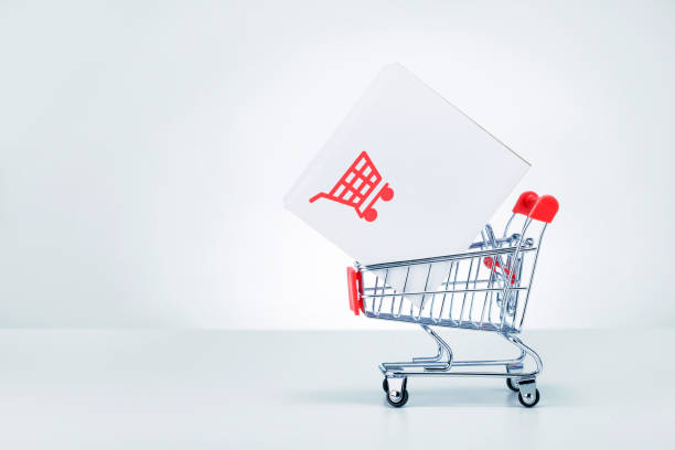 istock Paper boxe parcel in a shop trolley with copy space. Logistics, supply chain and shipment service, delivert concept. 1312231414
