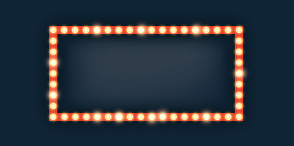 Marquee lights in rectangle frame illustration