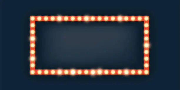Vector illustration of Marquee lights in rectangle frame illustration