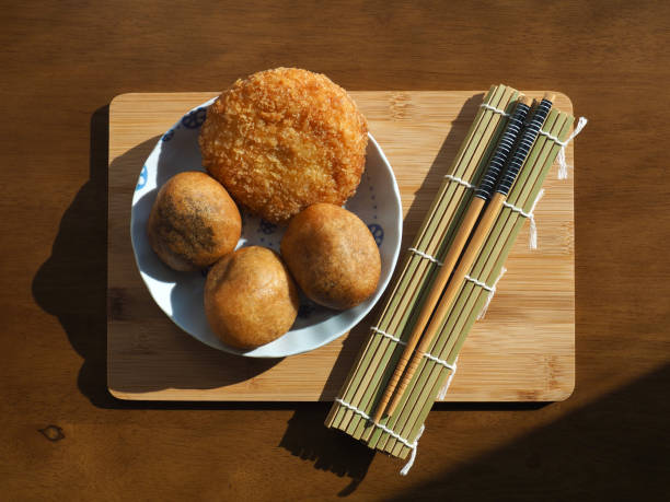 istock Asian food glutinous rice donuts and  fried croquette, cooking 1312233634