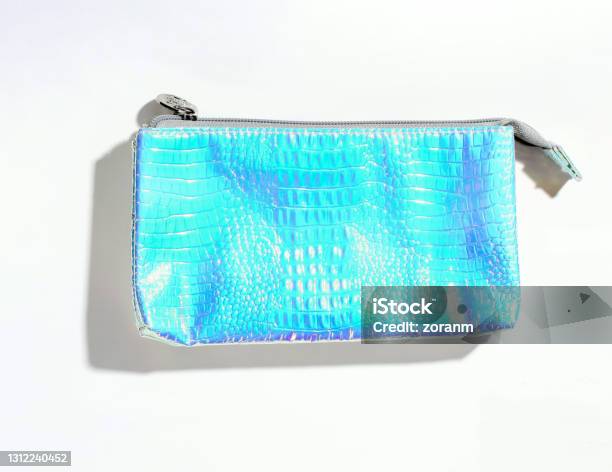 Holo Makeup Bag With Zipper Stock Photo - Download Image Now - Make-Up Bag, Bag, Clutch Bag