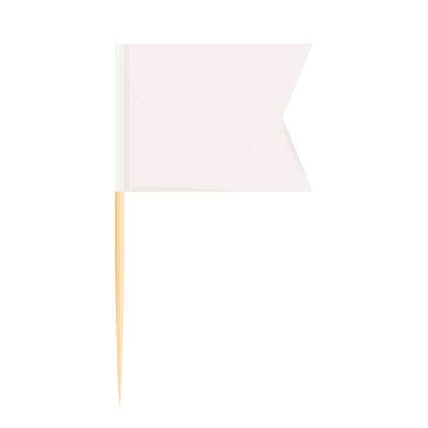 istock Toothpick flag wooden miniature in cartoon flat style isolated on white background, toothpick flag rectang 1312243115
