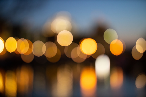 Abstract light in city at night, Defocused or Bokeh light pattern.