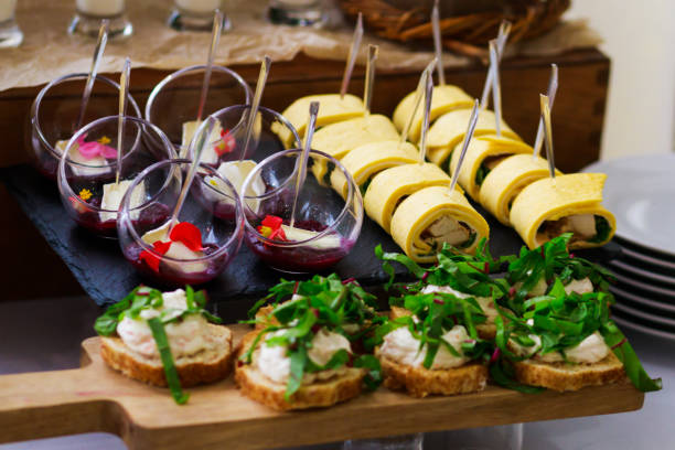 istock Catering service. Snacks for guests on the table. 1312253376
