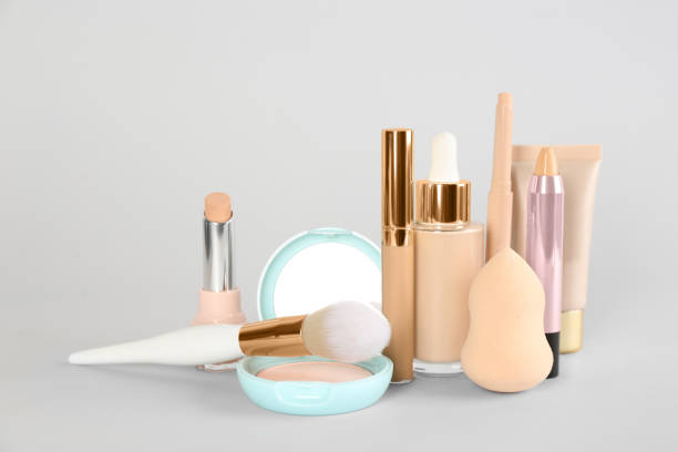 istock Foundation makeup products on light background. Decorative cosmetics 1312256597