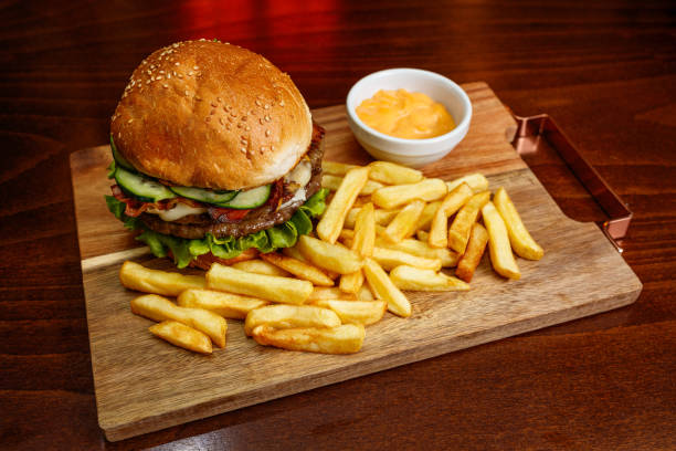 istock Hamburger with french fries 1312261252