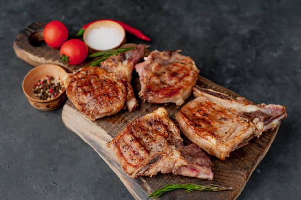 istock grilled veal steak on stone background 1312263303