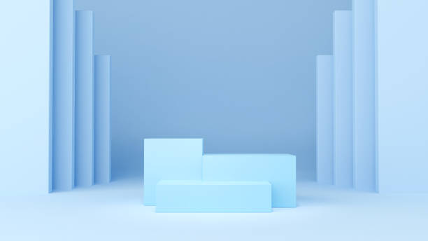 istock Podium in abstract, 3d render, 3d illustration, Blue, Pastel, blue 1312263641