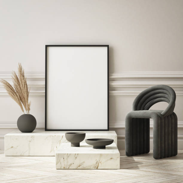 istock mock up poster frame in modern interior background, Art Deco style, 3D render 1312263971