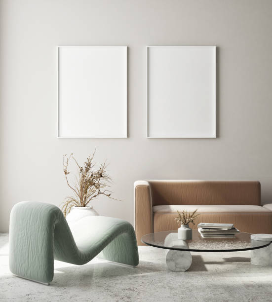 istock mock up poster frame in modern interior background, Art Deco style, 3D render 1312263977