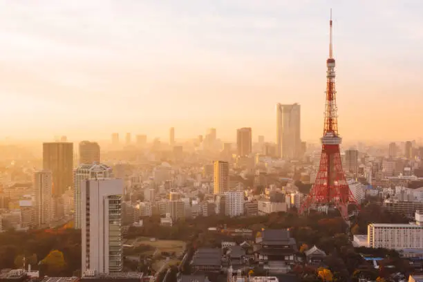 Tokyo, Japan - December 09, 2015: Tokyo Tower Japan at sunset