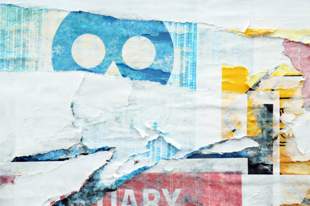 istock Different creased torn paper posters as background 1312265130