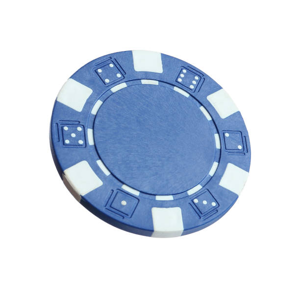 istock Blue casino chip isolated on white. Poker game 1312265723