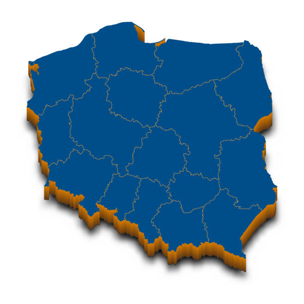 istock Poland map vector. High detailed administrative 3D map of Poland with dropped shadow. Vector blue isometric silhouette with administrative divisions. All isolated on white background. Template for website, design, cover, infographics 1312270980