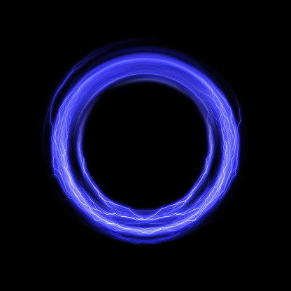 Electricity circle portal on a black background