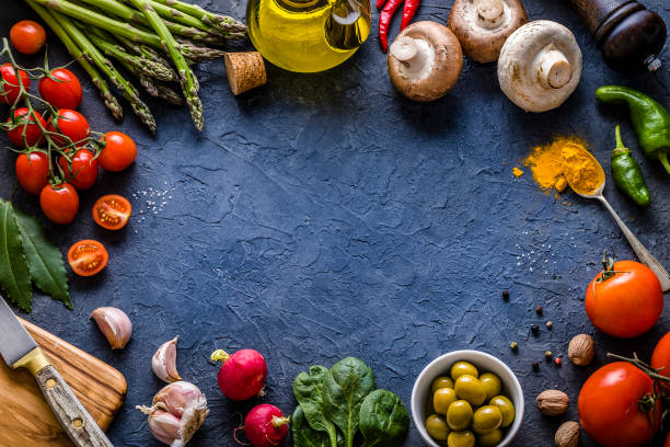 Healthy fresh vegetables background with copy space