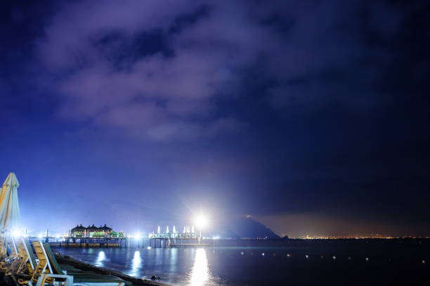 istock beach of a hotel at night 1312276621